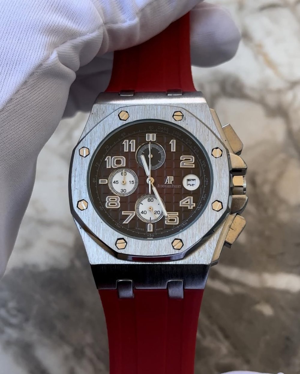 AP ChronoGraph Kırmızı- Gümüş Erkek Kol Saati | S744