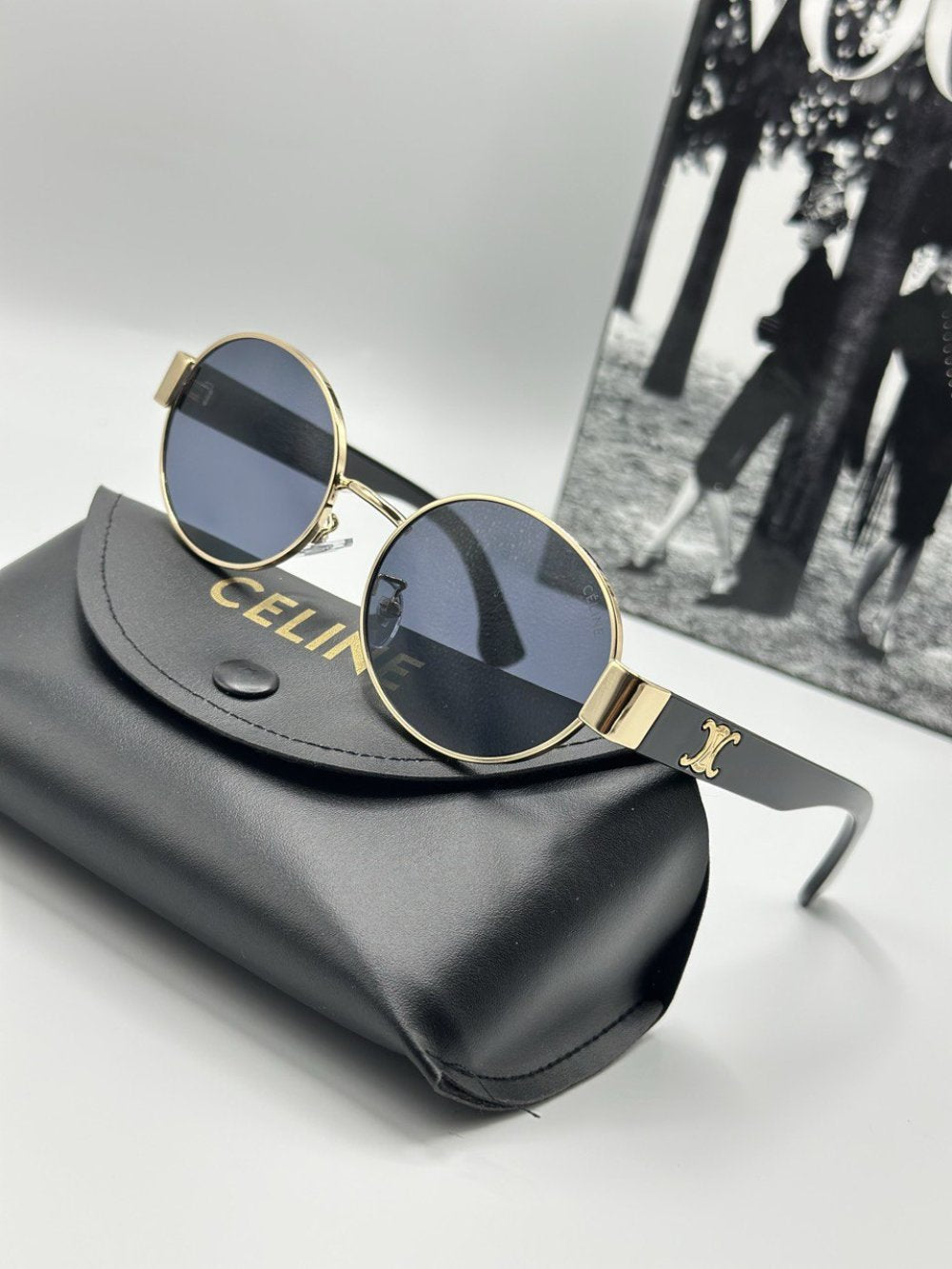 Celine Gold - Siyah Metal Kasa Unisex Güneş Gözlüğü G1985-VLL