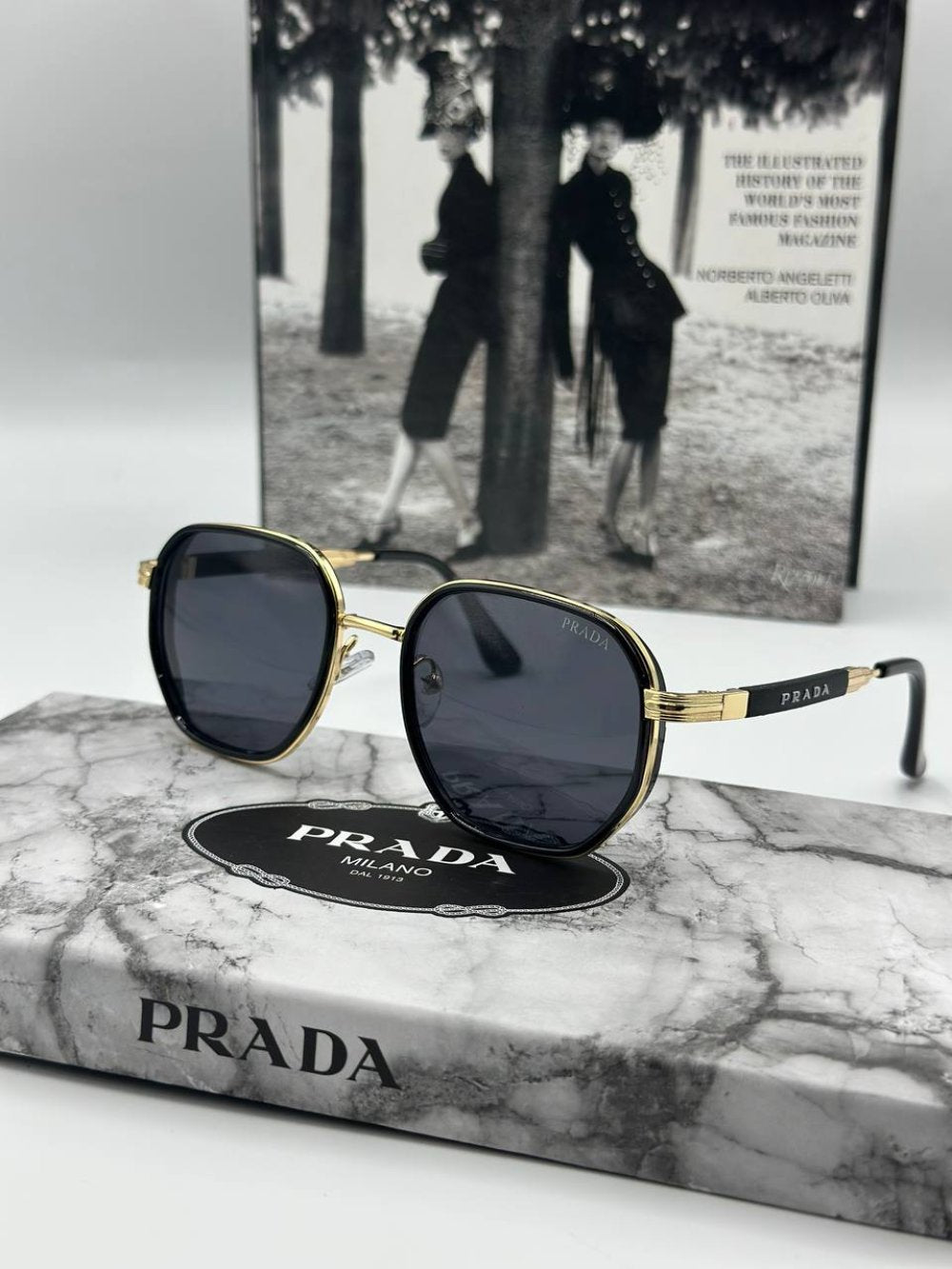 Prada Siyah-Gold İthal Unisex Güneş Gözlüğü G1828-VLL