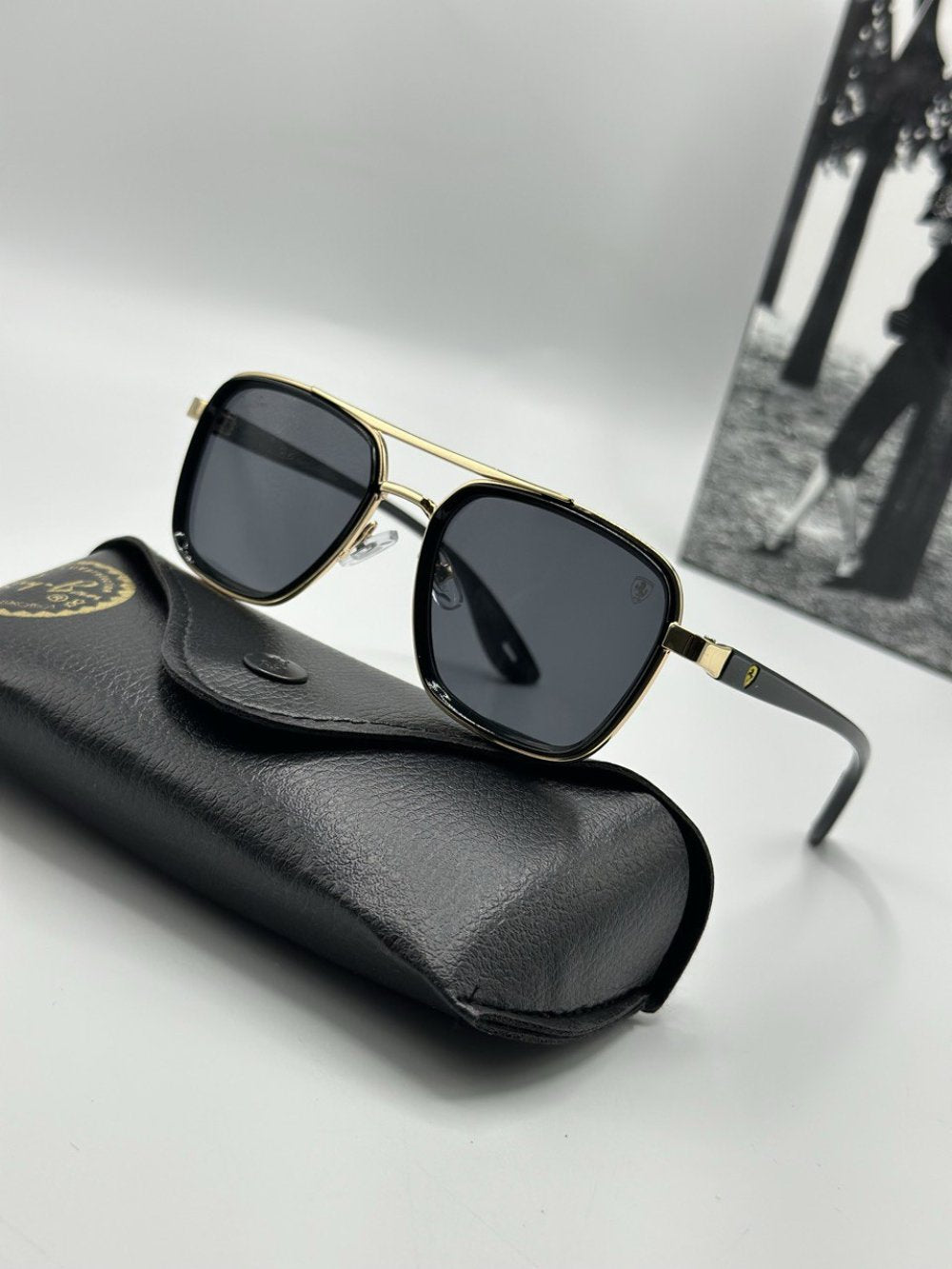 Rayban Ferrari Gold Siyah Cam İthal Unisex Güneş Gözlüğü  G2006-VLL