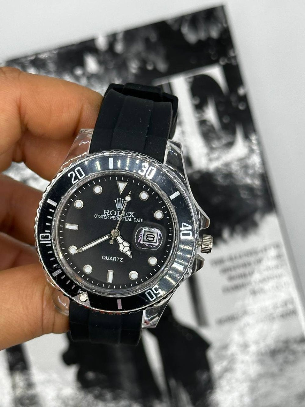 Rolex Crystal Perpetual Date Siyah Erkek Kol Saati S516