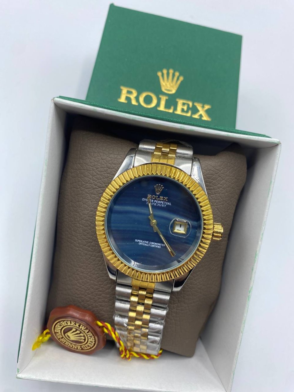 Rolex Gold-Gümüş Mavi Kadran Erkek Kol Saati S639
