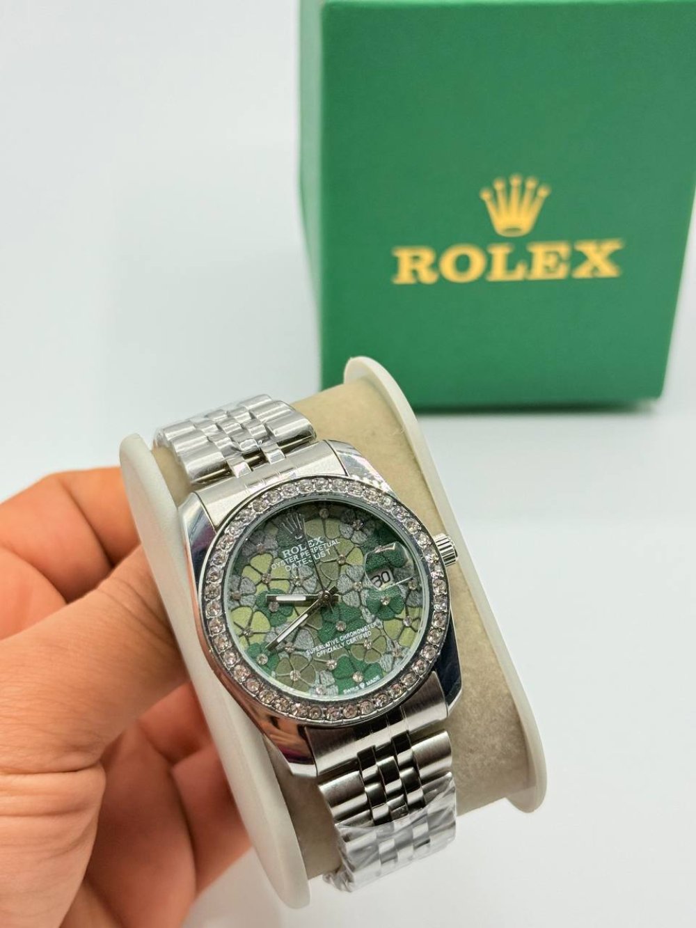 Rolex Gümüş Yeşil Kadran Kadın Saat S721-VLL